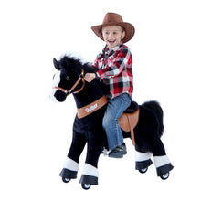 Load image into Gallery viewer, GiddyUp! Buck&#39;s PonyCycle Mechanical Ride-On Black Horse Large Size for Age 4-10 - Black