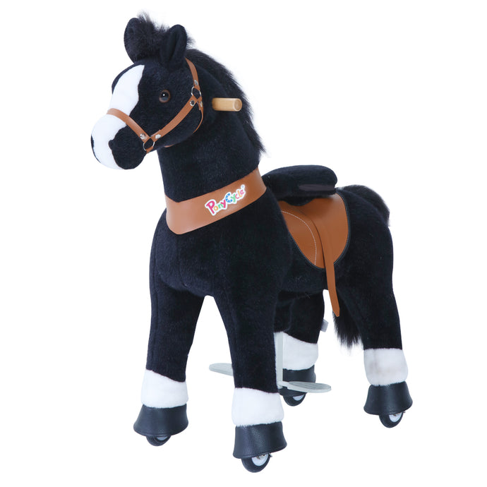 GiddyUp! Buck's PonyCycle Mechanical Ride-On Black Horse Large Size for Age 4-10 - Black