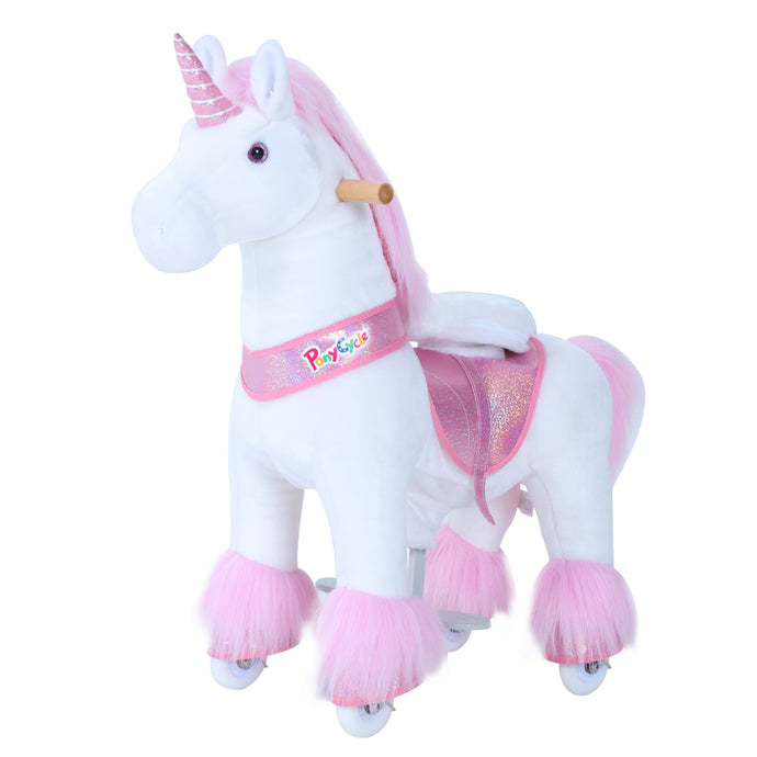 GiddyUp! Buck's PonyCycle Mechanical Ride-On Unicorn Large Size for Age 4-10 - Pink