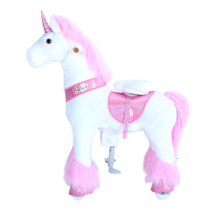 GiddyUp! Buck's PonyCycle Mechanical Ride-On Pink Unicorn Small Size for Age 3-5 - Pink