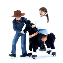 Load image into Gallery viewer, GiddyUp! Buck&#39;s PonyCycle Mechanical Ride-On Black Horse Large Size for Age 4-10 - Black