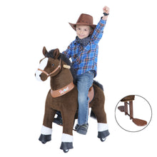 Load image into Gallery viewer, GiddyUp! Buck&#39;s PonyCycle Mechanical Ride-On Dark Brown Horse Large Size for Age 4-10 - Brown