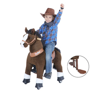 GiddyUp! Buck's PonyCycle Mechanical Ride-On Dark Brown Horse Large Size for Age 4-10 - Brown