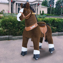 Load image into Gallery viewer, GiddyUp! Buck&#39;s PonyCycle Mechanical Ride-On Dark Brown Horse Large Size for Age 4-10 - Brown