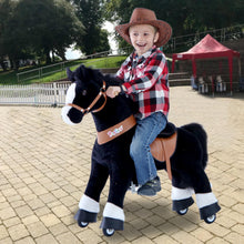 Load image into Gallery viewer, GiddyUp! Buck&#39;s PonyCycle Mechanical Ride-On Black Horse Large Size for Age 4-10 - Black