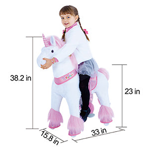 GiddyUp! Buck's PonyCycle Mechanical Ride-On Unicorn Large Size for Age 4-10 - Pink